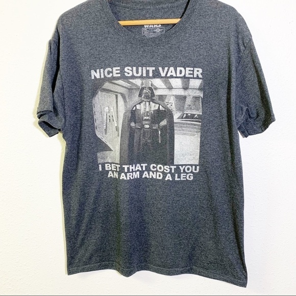 Star Wars Men's Charcoal Cotton Tee Shirt Size Large Grey Vader - Picture 1 of 4